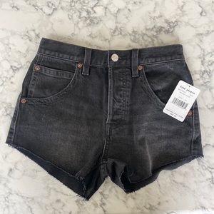 Free People Taliesin Cut Off Denim Shorts 24 black